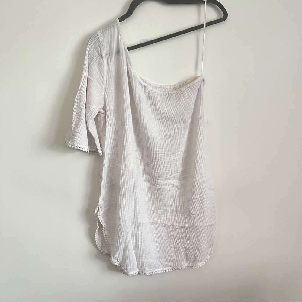 Abercrombie & Fitch One Shoulder White Beach Cover Up Size L/XL Summer Vacay - Picture 4 of 9